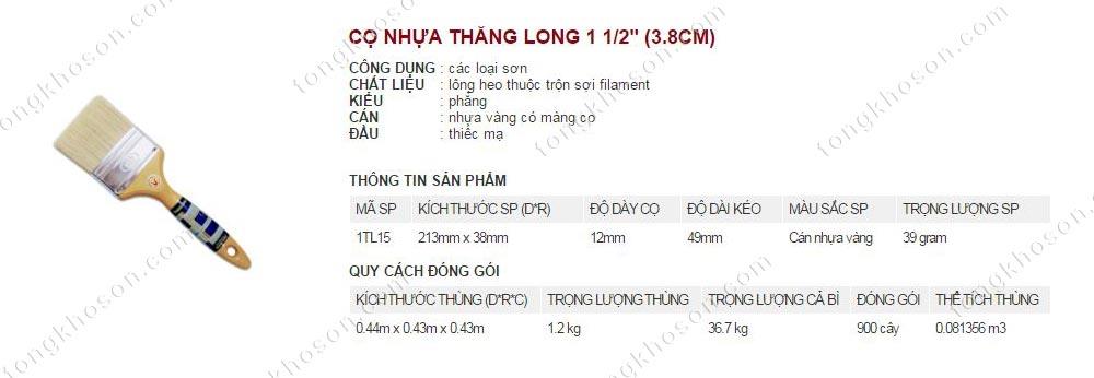 Chổi quét sơn Thanh Bình cán nhựa Thăng Long 3.8cm