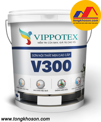 Sơn Vippotex V300 nội thất cao cấp chà rửa tối đa
