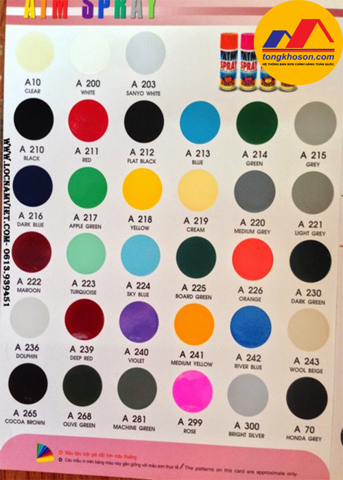 Bảng màu sơn xịt 