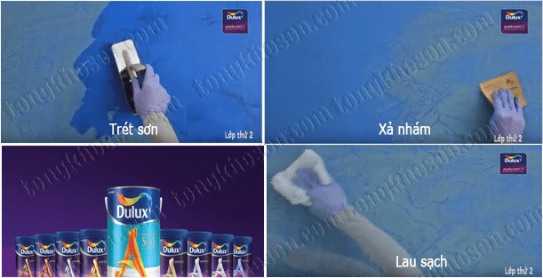 thi công lớp sơn hiệu ứng Marble (đá cẩm thạch) thứ hai