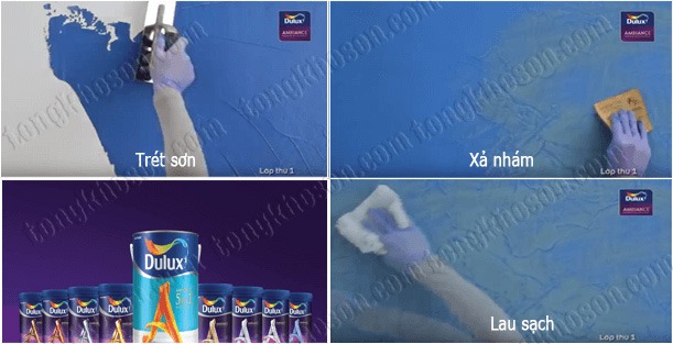 thi công lớp sơn hiệu ứng Marble (đá cẩm thạch) thứ nhất