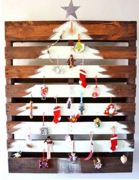 vẽ cây thông Noel lên tường