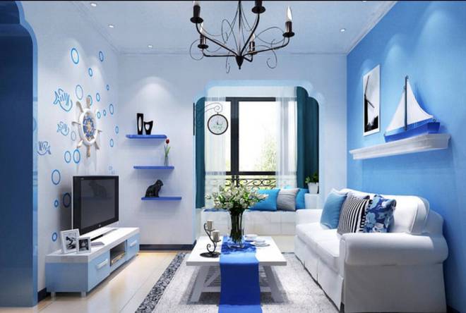 nhà hướng đông nên sơn màu xanh dương