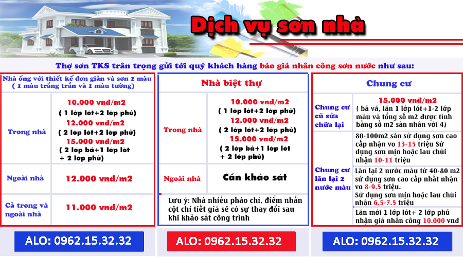 giá nhân công sơn nước TKS