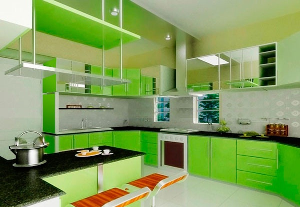 phòng bếp màu xanh lá 1
