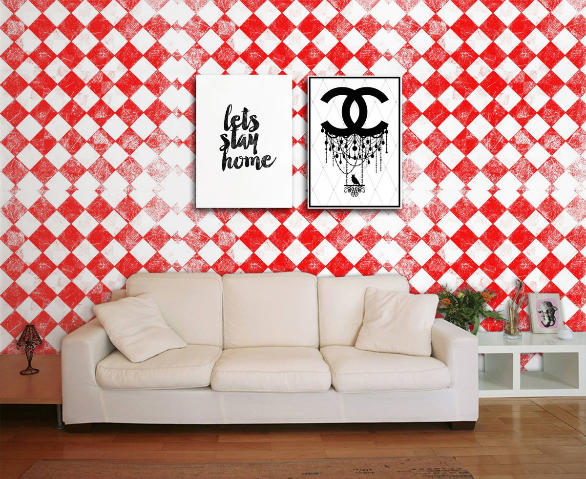 tường nhà với họa tiết gingham