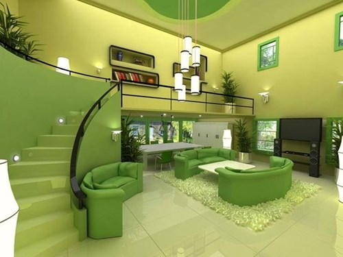 nhà màu xanh lá cây tương hỗ rất tốt cho mệnh Mộc