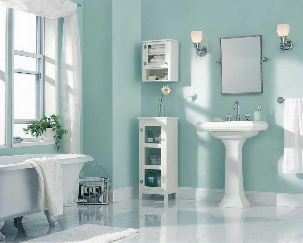 Phòng tắm ấn tượng với gam màu pastel