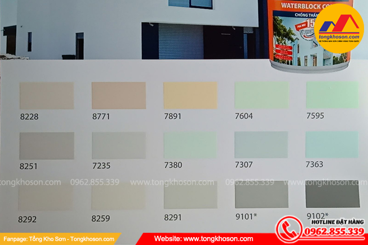 Bảng màu sơn chống thấm màu Toa
