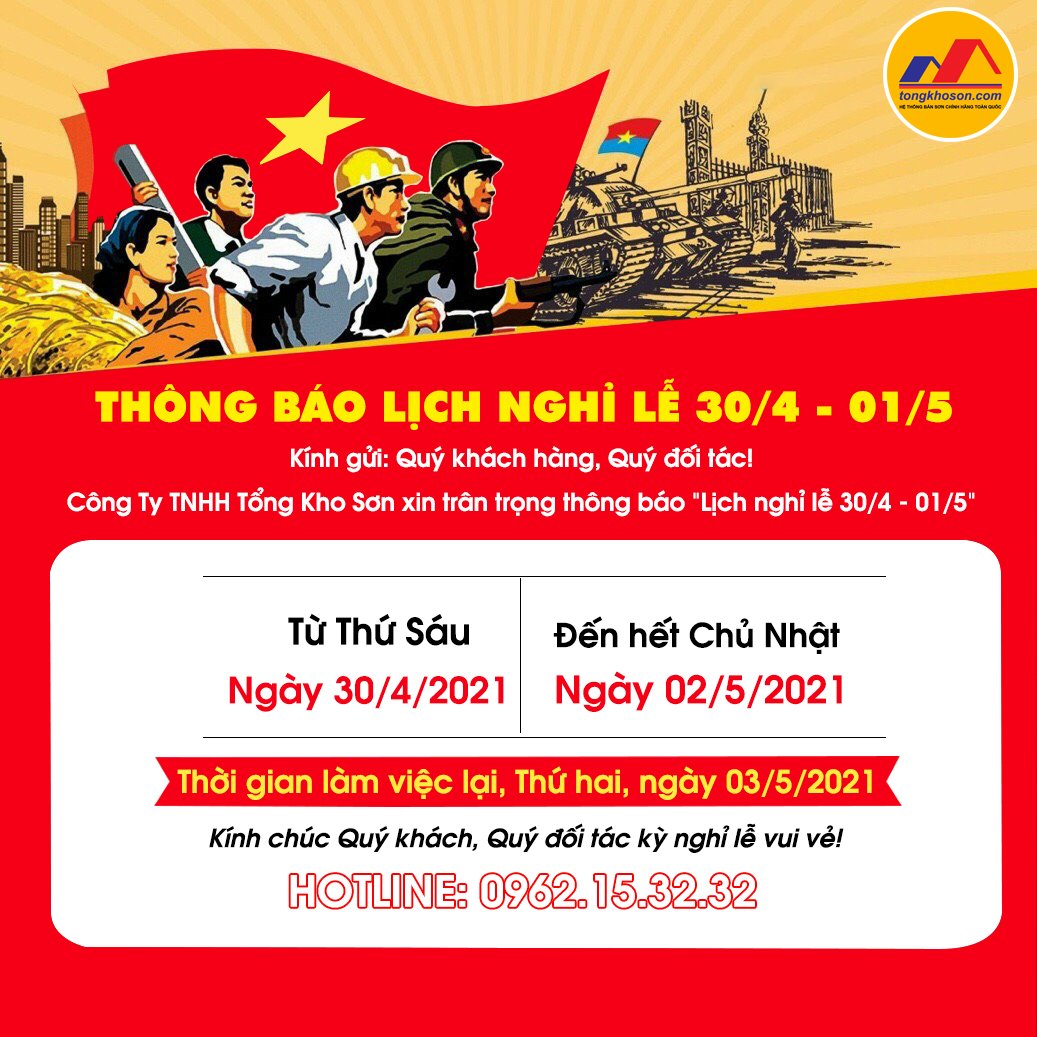 Thông báo lịch nghỉ lễ 30/4 - 01/5