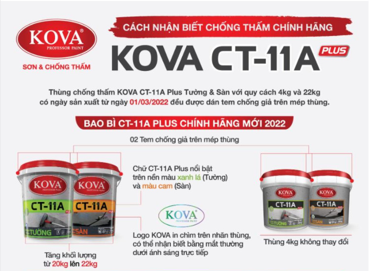 KOva CT11A plus thay đổi bao bì sản phẩm