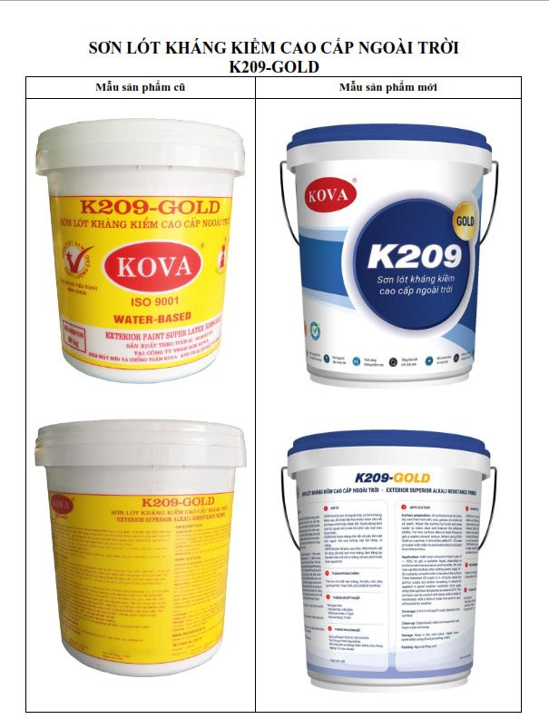 kova thay đổi vỏ thùng k209