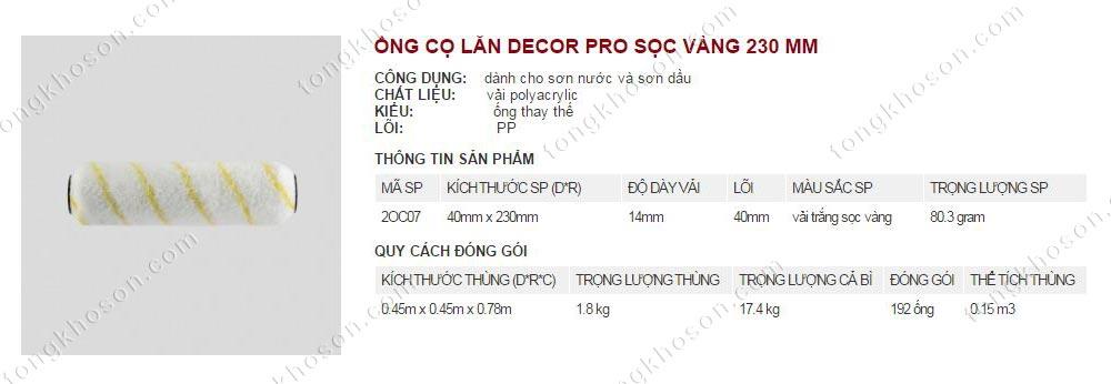 Ống lu lăn sơn Thanh BÌnh sọc vàng 230mm