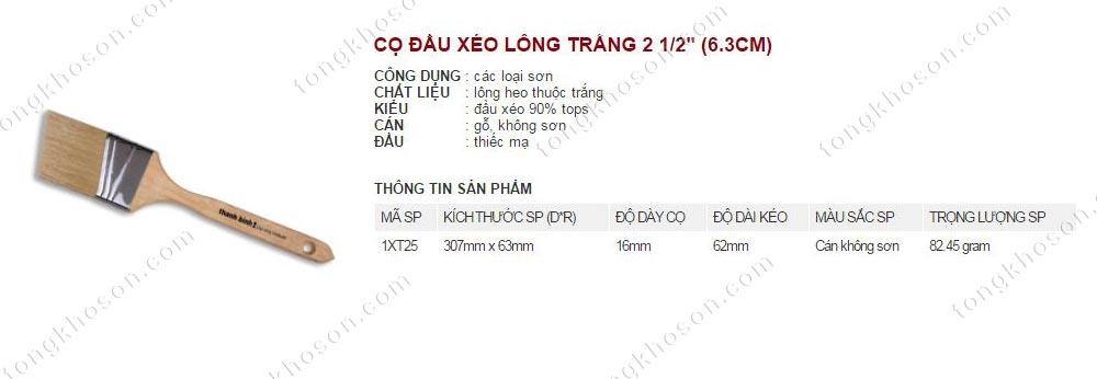 Chổi quét sơn Thanh Bình đầu xéo lông trắng 6.3cm