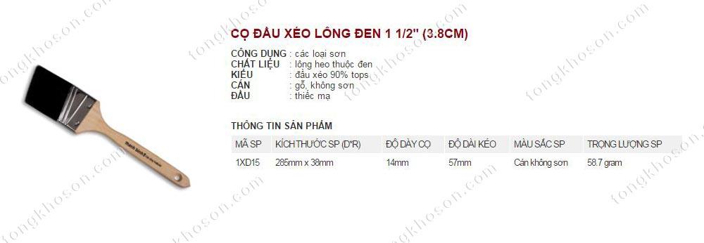 Chổi quét sơn Thanh Bình đầu xéo lông đen 3.8cm