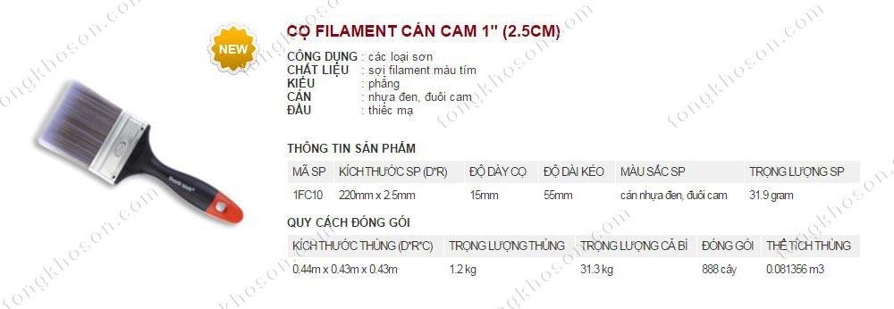 Chổi quét sơn Thanh Bình Filament cán cam 2.5cm