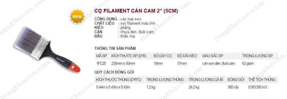 Chổi quét sơn Thanh Bình Filament cán cam 5cm