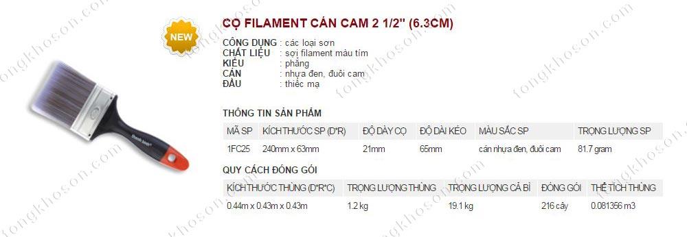 Chổi quét sơn Thanh Bình Filament cán cam 6.3cm