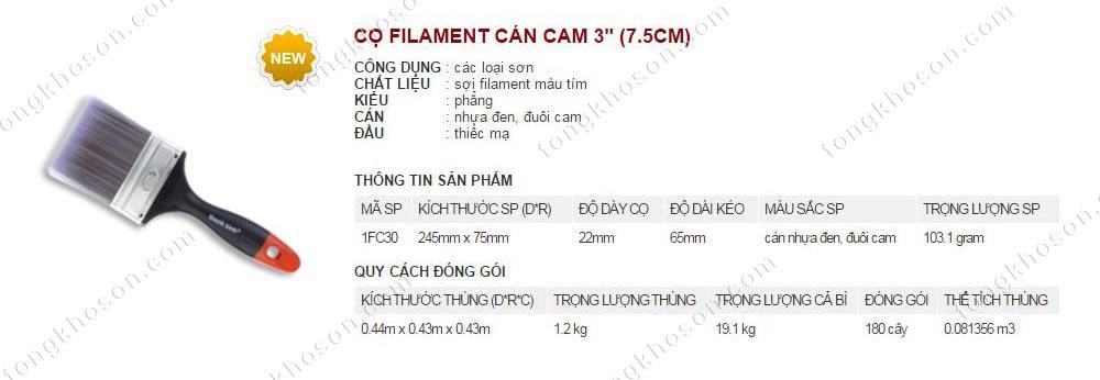Chổi quét sơn Thanh Bình Filament cán cam 7.5cm