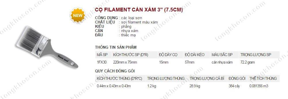 Chổi quét sơn Thanh Bình Filament cán xám 7.5cm