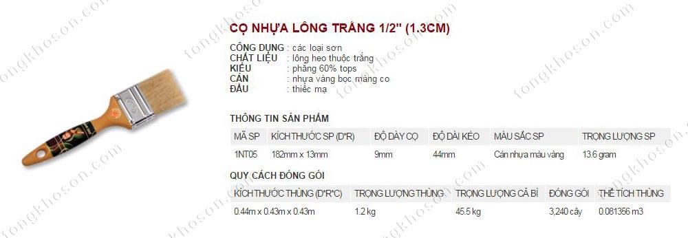 Chổi quét sơn Thanh Bình cán nhựa lông trắng 1.3cm 