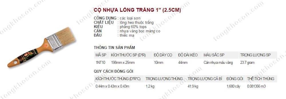 Chổi quét sơn Thanh Bình cán nhựa lông trắng 2.5cm