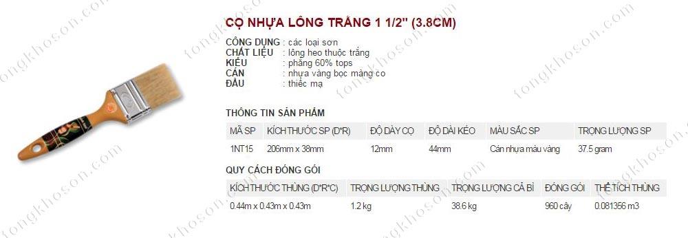 Chổi quét sơn Thanh Bình cán nhựa lông trắng 3.8cm