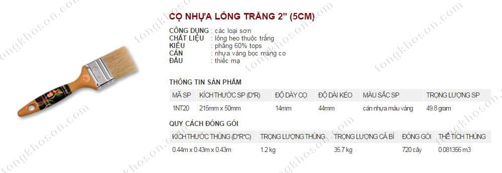 Chổi quét sơn Thanh Bình cán nhựa lông trắng 5cm