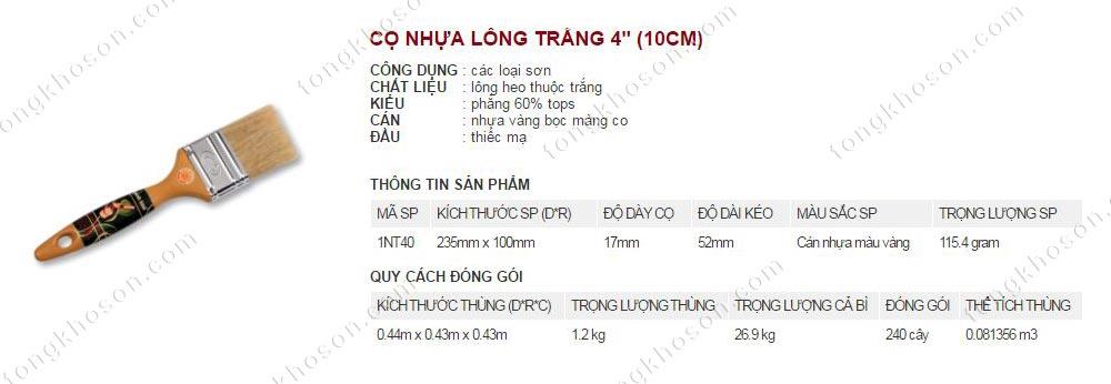 Chổi quét sơn Thanh Bình cán nhựa lông trắng 10cm