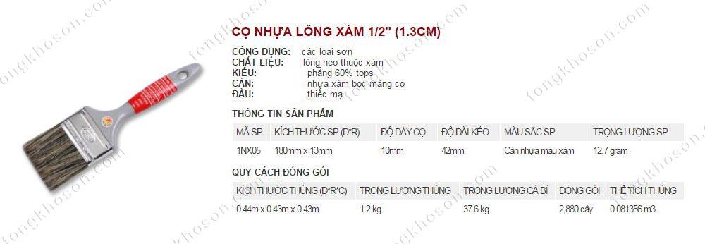 Chổi quét sơn Thanh Bình cán nhựa lông xám 1.3cm