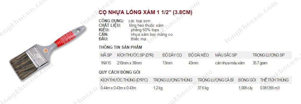Chổi quét sơn Thanh Bình cán nhựa lông xám 3.8cm