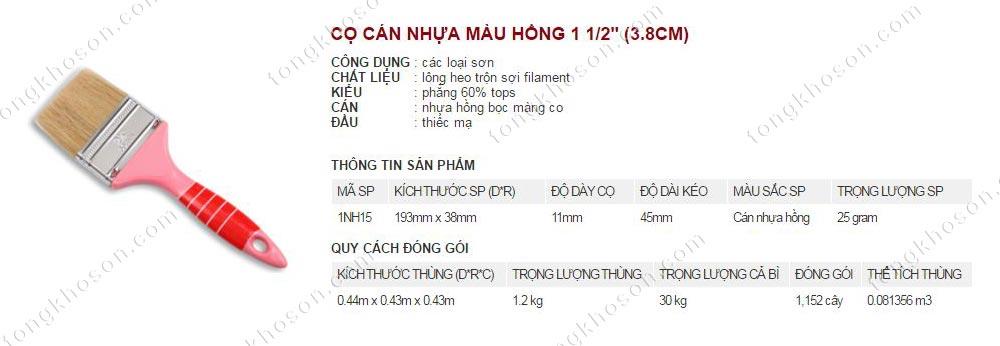 Chổi quét sơn Thanh Bình cán nhựa màu hồng 3.8cm