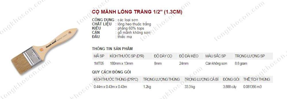 Chổi mảnh lông trắng quét sơn Thanh Bình 1.3cm