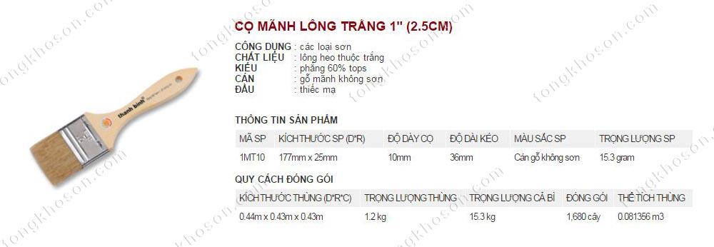 Chổi mảnh lông trắng quét sơn Thanh Bình 2.5cm