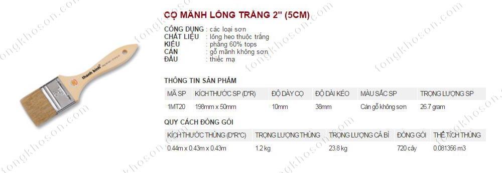 Chổi mảnh lông trắng quét sơn Thanh Bình 5cm