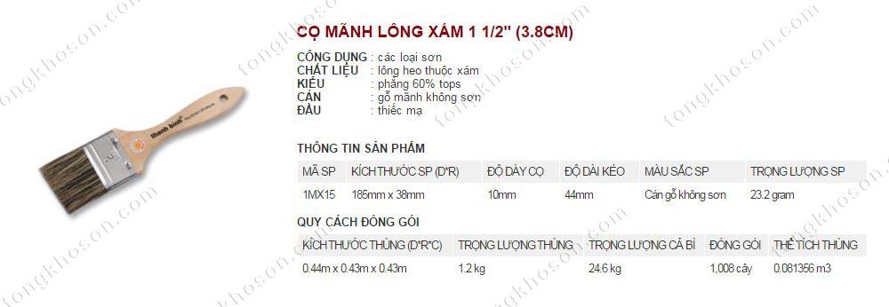 Chổi mảnh lông xám quét sơn Thanh Bình 3.8cm