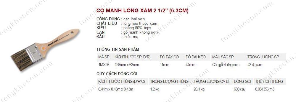 Chổi mảnh lông xám quét sơn Thanh Bình 6.3cm