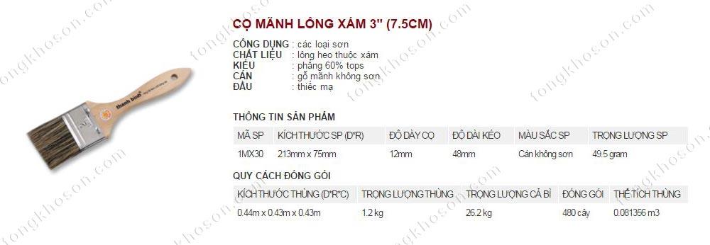 Chổi mảnh lông xám quét sơn Thanh Bình 7.5cm