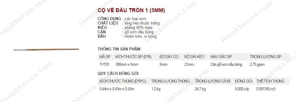 chổi vẽ thanh bình đầu tròn 1 (5mm)