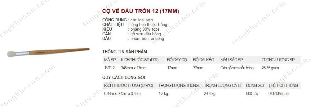 Chổi vẽ Thanh Bình đầu tròn 12 (17mm)