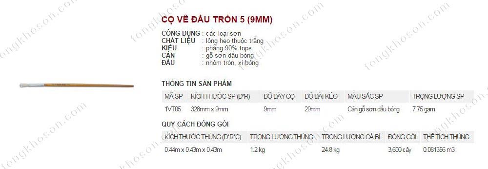 Chổi vẽ Thanh Bình đầu tròn 5 (9mm)