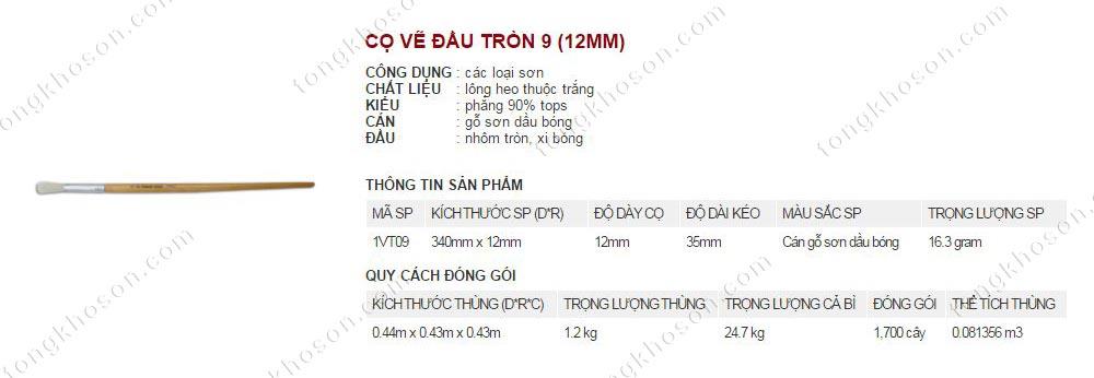 Chổi vẽ Thanh Bình đầu tròn 9 (12mm)