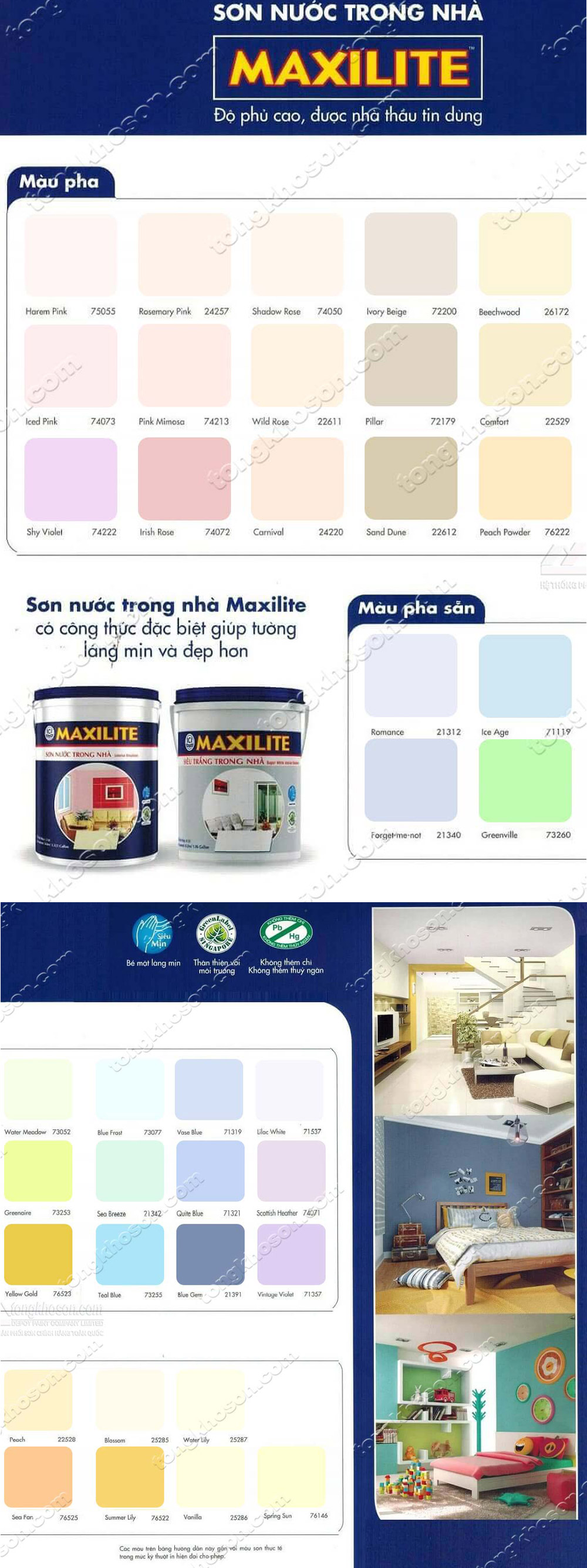 Bảng Màu Sơn Maxilite Trong Nhà | Tongkhoson.Com