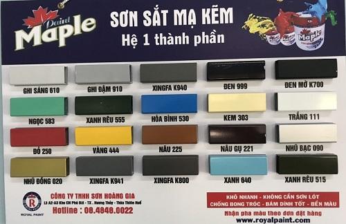 bang mau son sat ma kem maple so royal