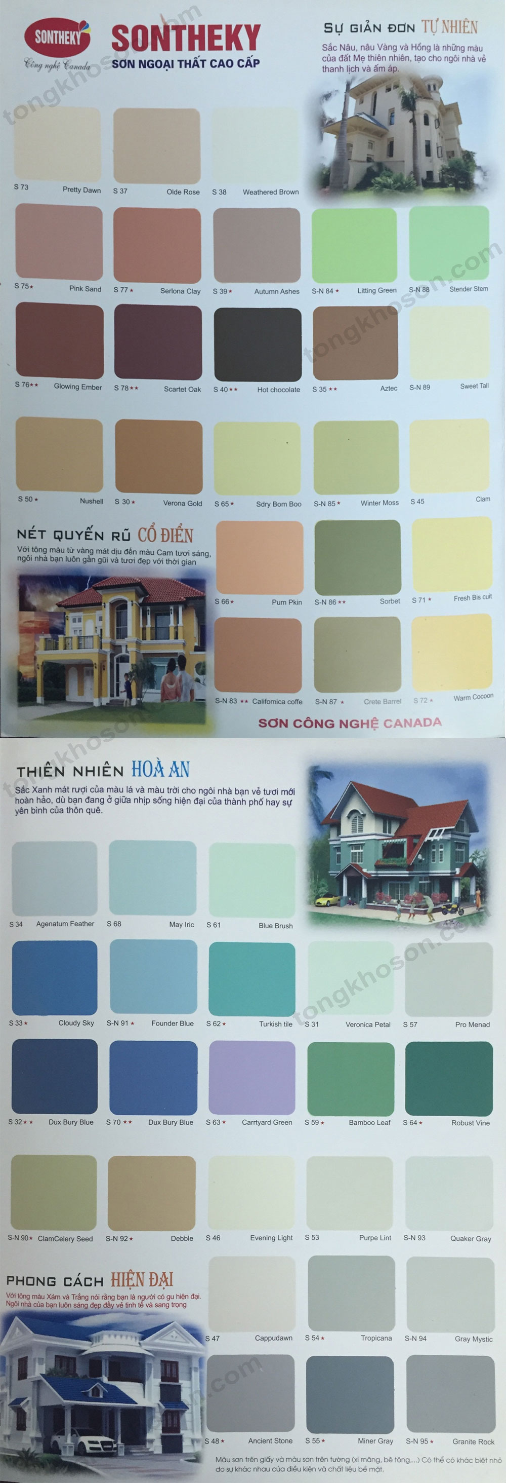 Bảng màu sơn Thế Kỷ ngoại thất