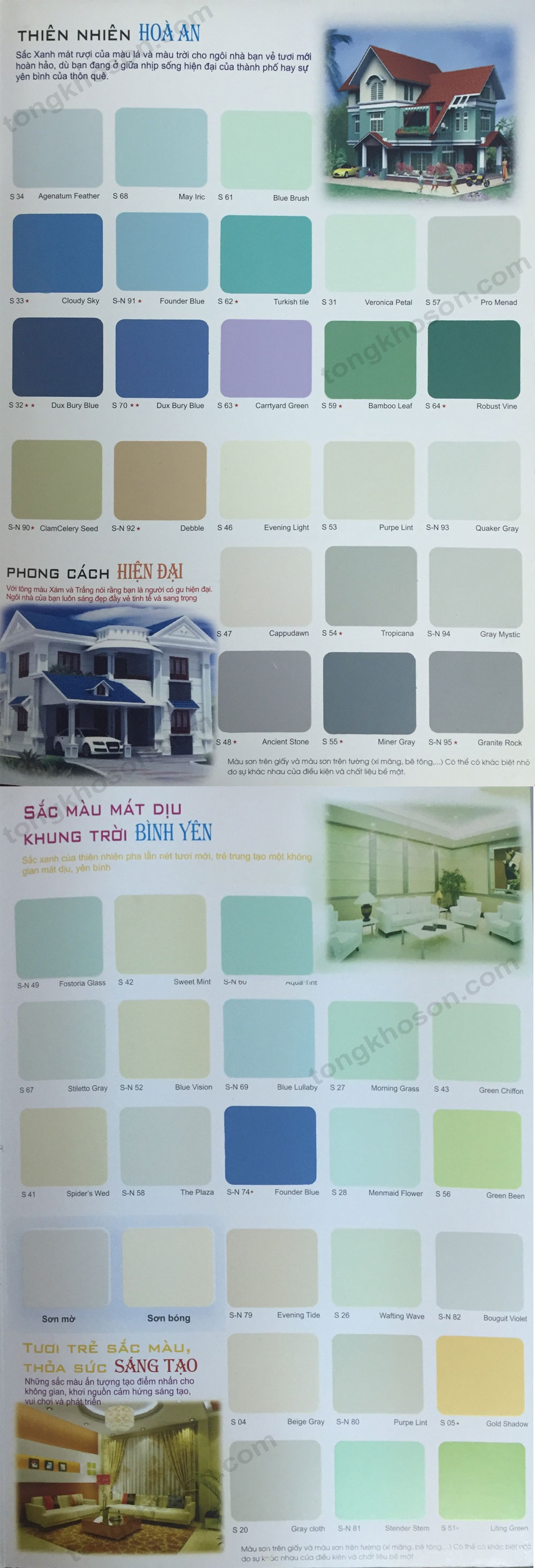 Bảng màu sơn Thế Kỷ nội thất