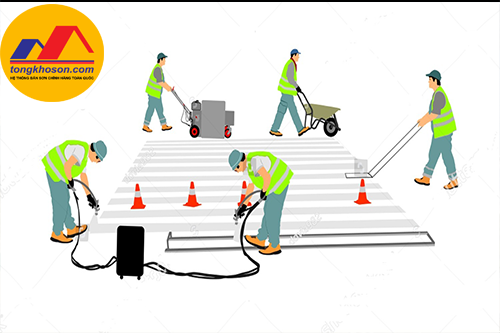 thi công sơn kẽ vạch phản quang