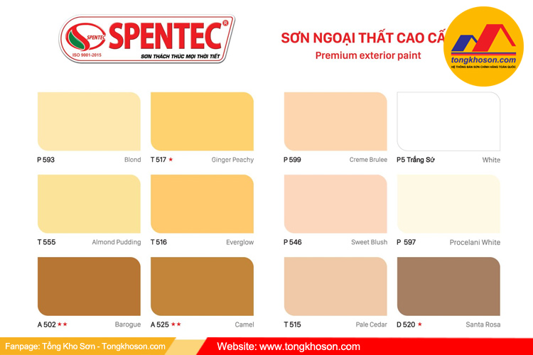 Bảng màu sơn ngoại thất Spentec