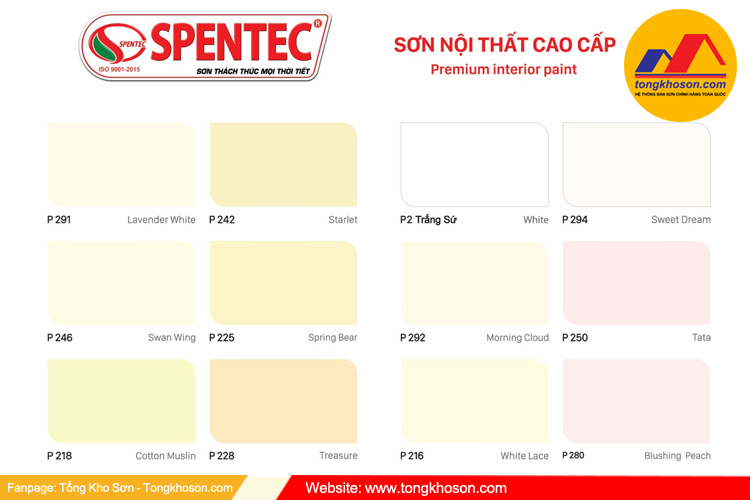 Bảng màu sơn nội thất Spentec