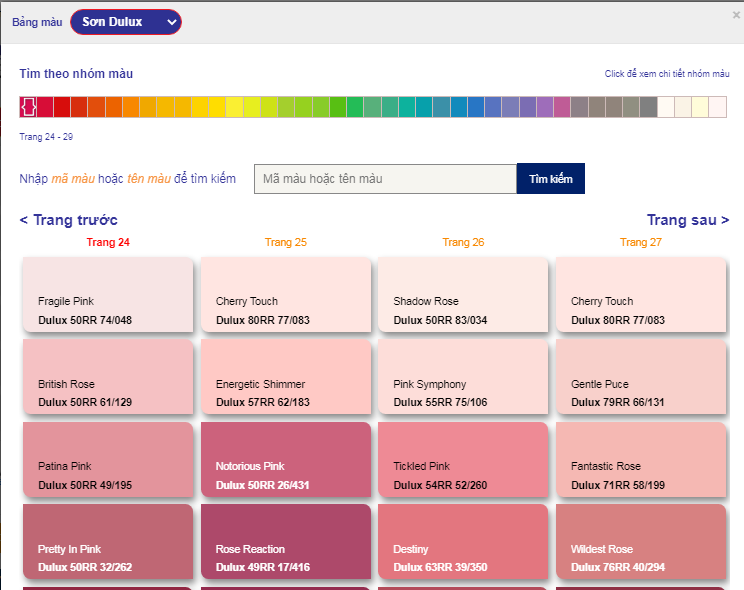 bảng màu sơn online dulux